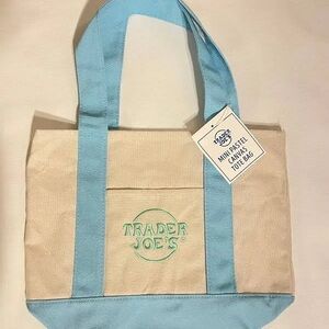 Trader Joe’s Blue and Cream Canvas Tote Bag